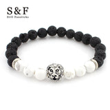 Lava Stone 8mm Lion Bracelet Bangles Mens - lemgentlemen