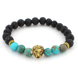 Lava Stone 8mm Lion Bracelet Bangles Mens - lemgentlemen