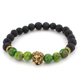 Lava Stone 8mm Lion Bracelet Bangles Mens - lemgentlemen