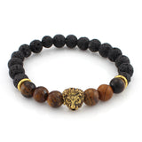 Lava Stone 8mm Lion Bracelet Bangles Mens - lemgentlemen