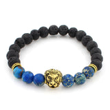 Lava Stone 8mm Lion Bracelet Bangles Mens - lemgentlemen