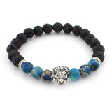Lava Stone 8mm Lion Bracelet Bangles Mens - lemgentlemen