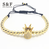 Mens Copper 4mm Bead Crown Bracelet - lemgentlemen