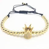 Mens Copper 4mm Bead Crown Bracelet - lemgentlemen