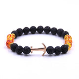 Gold Anchor Bracelet Beads Lava Stone - lemgentlemen
