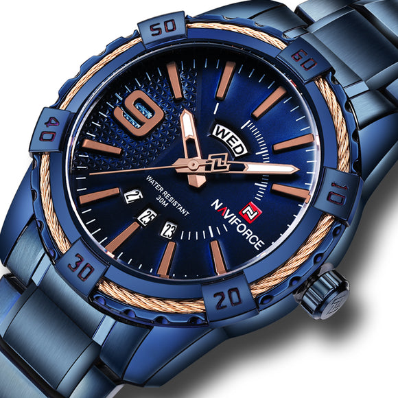 NAVIFORCE Watches Men Luxury Brand Sport Full Steel Quartz - lemgentlemen